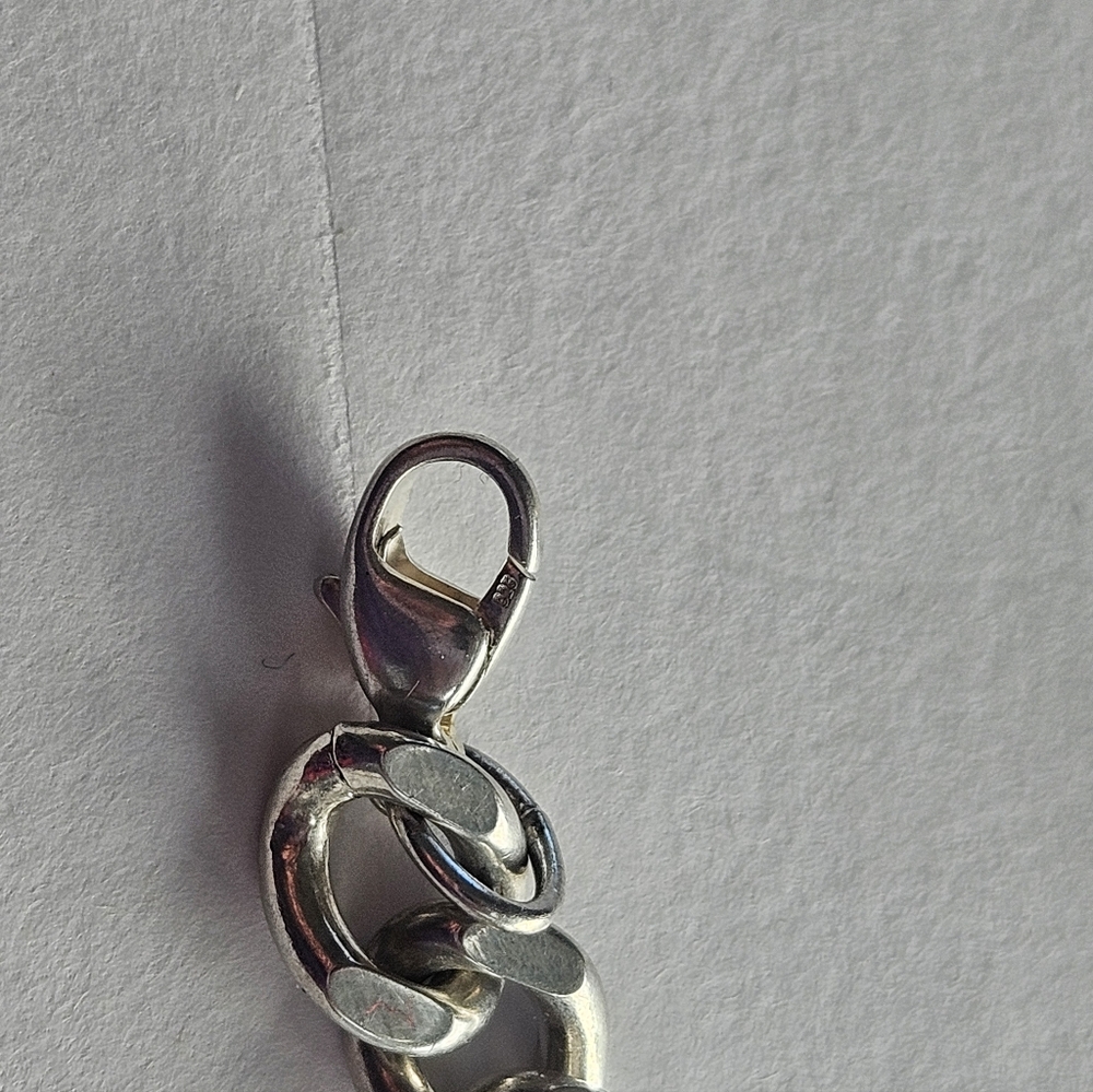 Heavy 34g Men's 8" Sterling Silver ID Plaque Chain Link Bracelet - Picture 3 of 7